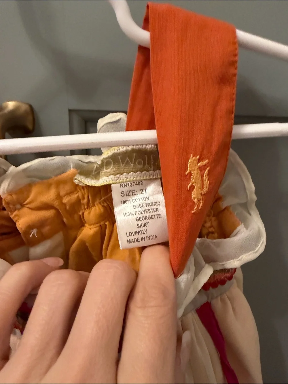 Well Dressed Wolf Peach and Orange Ribbon Sundress